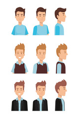 group of youngs men poses styles vector illustration design