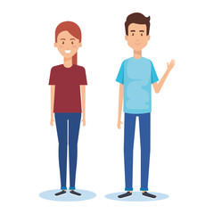 Obraz premium group of young couple poses and styles vector illustration design