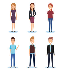 Fototapeta premium group of young people poses and styles vector illustration design