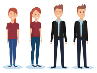 group of young people poses and styles vector illustration design