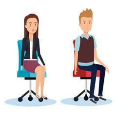 business person posing on office chair vector illustration design