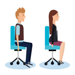 business person posing on office chair vector illustration design