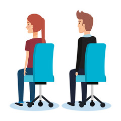 business person posing on office chair vector illustration design
