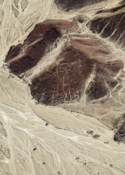 The Astronaut Geoglyph, aerial view, Nazca, Ica Region, Peru