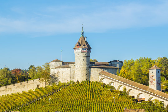 Munot fortress and vineyards, Schaffhausen, Switzerland.