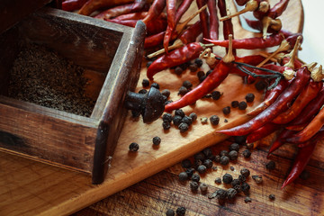 Red and black pepper.