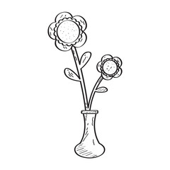 Drawing of a flower. Retro style