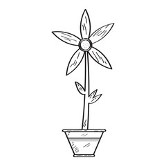 Drawing of a flower. Retro style