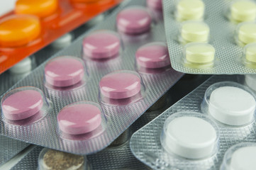 Pills in blister. Macro shot.