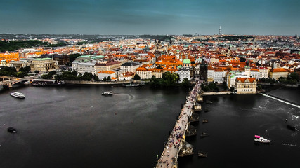 Fototapeta na wymiar Bridge River Walking Prague
