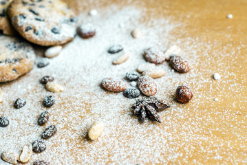 star anise spices nuts powdered sugar cookies
