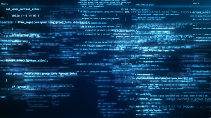 Obraz premium 3d illustration of working program code in the technological space