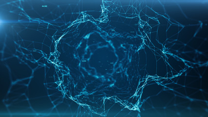 Abstract Blue Geometrical Background With Moving Lines 3d illustration