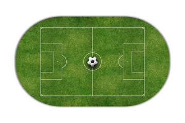 Football Stadium field top view isolated on white background