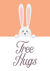 Fototapeta premium White rabbit with free hugs sign