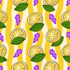 tropical vintage retro colorful style lemonade seamless pattern for background