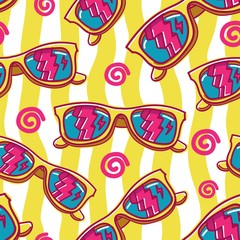 vintage retro colorful style sunglasses seamless pattern for background