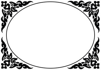Artistic oval frame of Thai pattern vector