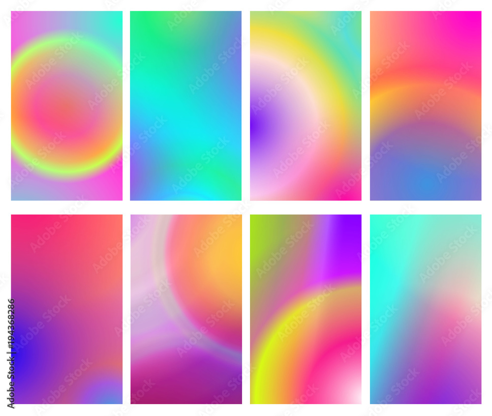 Aufkleber fluid iridescent multicolored backgrounds. vector illustration of fluids. background set with hologr