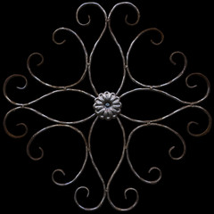 Old cast iron fence with spears isolated