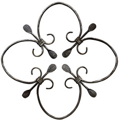 Old cast iron fence with spears isolated