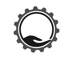 circle hand black gear image vector icon logo