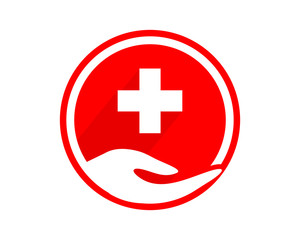 medical circle hand image vector icon logo
