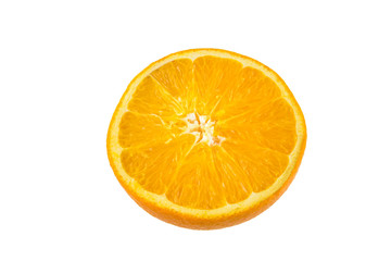 Still Life Half crescent Orange Fruit on white background