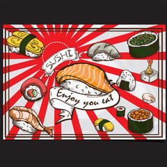 menu japan food sushi design template graphic