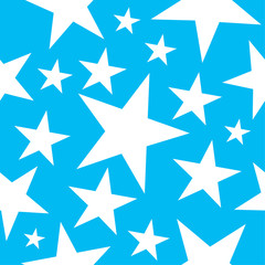 Star seamless pattern on blue background, Vector illustration