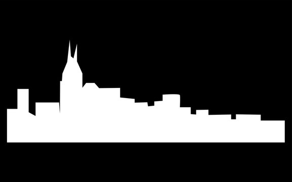 white free nashville skyline silhouette on black background