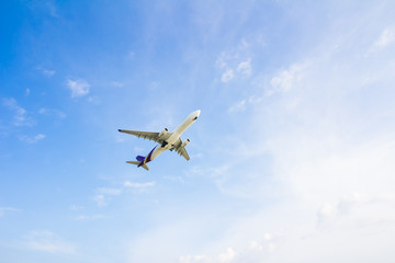 Fototapeta na wymiar airplane flying in sky
