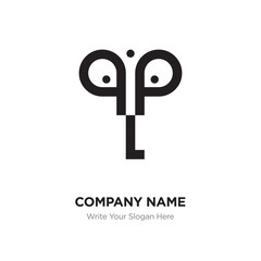 Abstract letter qLq logo design template, Black Alphabet initial letters company name concept. Flat thin line segments connected to each other