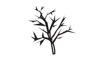 mesquite tree silhouette outline on white background