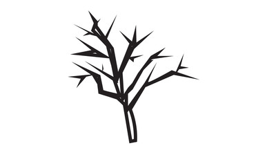 mesquite tree silhouette outline on white background