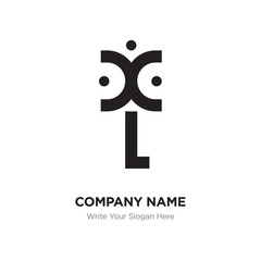 Abstract letter xL logo design template, Black Alphabet initial letters company name concept. Flat thin line segments connected to each other