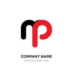 Abstract letter mp or pm logo design template, Black Alphabet initial letters company name concept. Flat thin line segments connected to each other