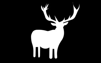 white free clip art deer silhouette on black background
