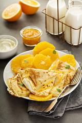 Crepes suzette with oranges