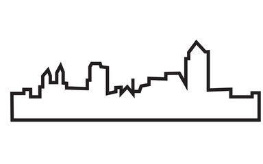 cincinnati skyline silhouette outline on white background