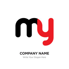 Abstract letter my or ym logo design template, Black Alphabet initial letters company name concept. Flat thin line segments connected to each other