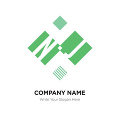 Abstract letter NJ or JN logo design template, Black Alphabet initial letters company name concept. Flat thin line segments connected to each other