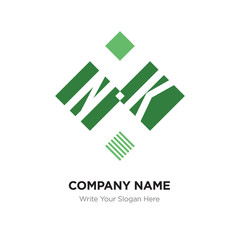 Fototapeta premium Abstract letter NK or KN logo design template, Black Alphabet initial letters company name concept. Flat thin line segments connected to each other