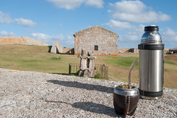 thermos of water and yerba mate