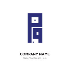 Abstract letter PQ or QP logo design template, Black Alphabet initial letters company name concept. Flat thin line segments connected to each other