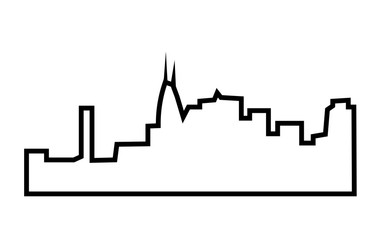 cleveland skyline silhouette outline on white background