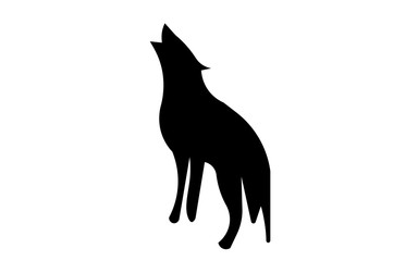 howling wolf silhouette clip art on white background