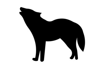 howling wolf silhouette clip art on white background