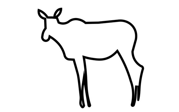 female moose silhouette outline on white background