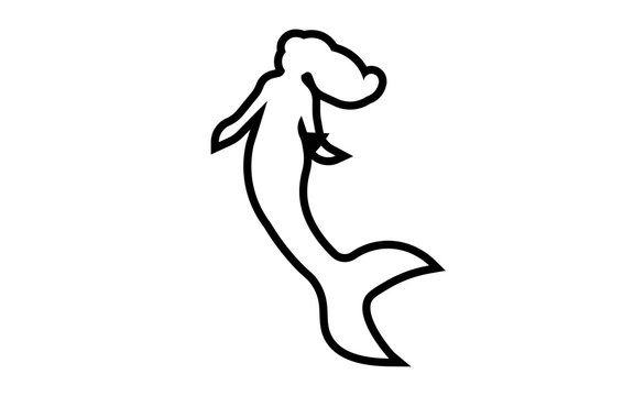 mermaid silhouette clip art outline on white background